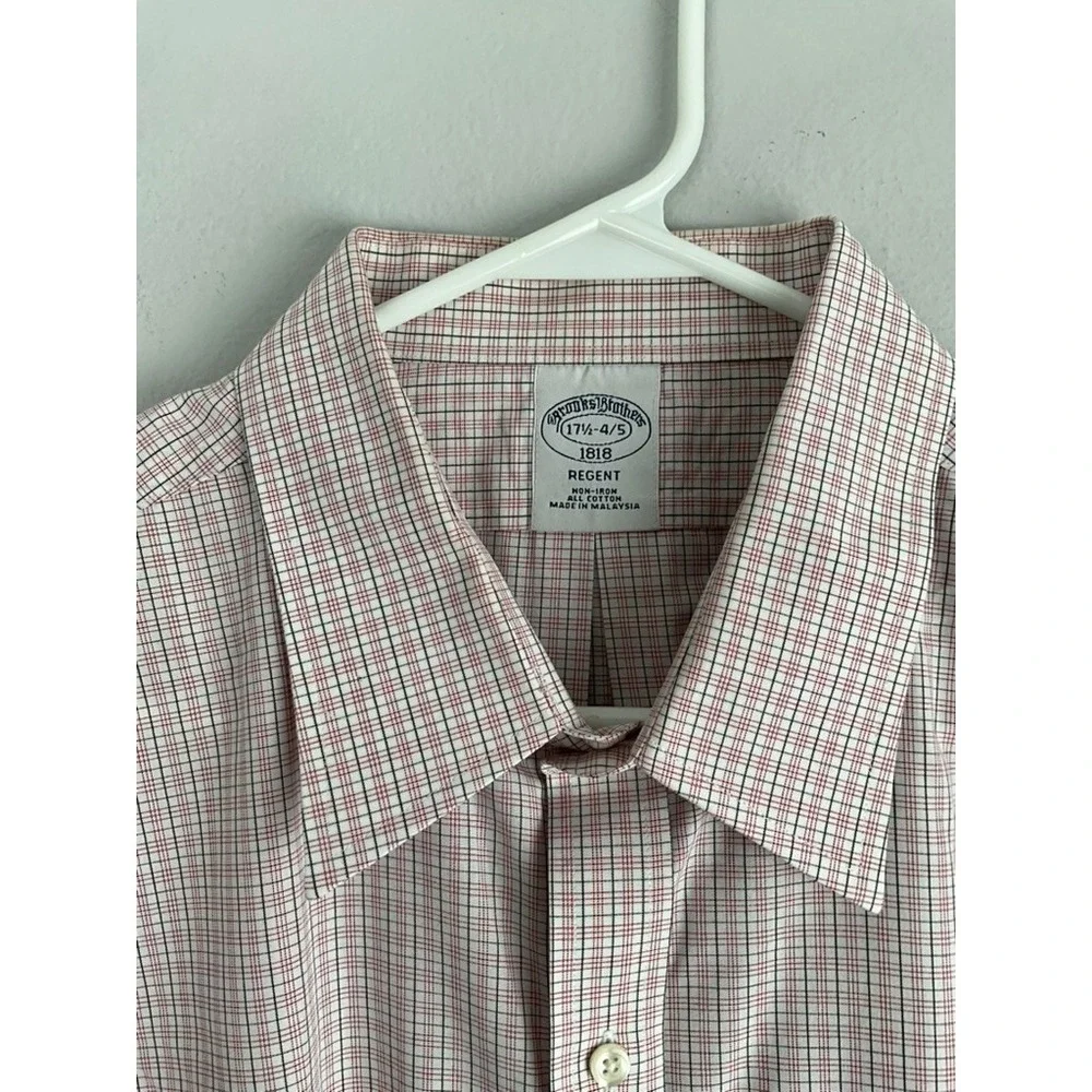 Brooks Brothers White base Red/Blue Micro Regent Dress Shirt 17.5 34/35 Non-Iron - Picture 4 of 9